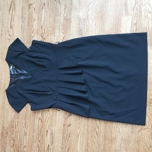 (16) Sandra Darren Rayon Blend Classic Black Ruffle Accented Dress